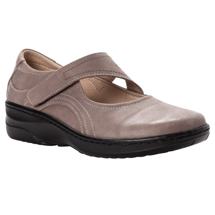Golda grey Women's leather slip resistant shoe 3d view