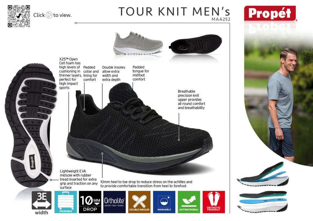 Tour Knit Men's shoe MAA252 Walking Shoe Tech Sheet